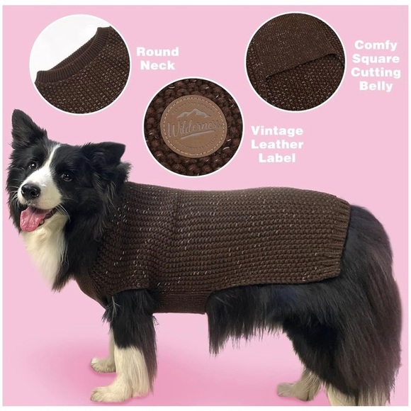 Cozy Brown Knit Dog Sweater - Picture 3 of 6